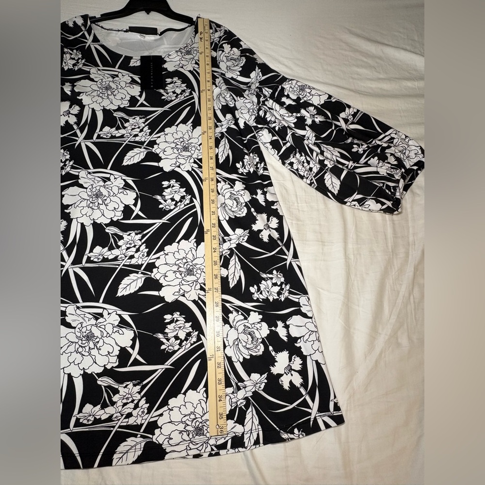 NWT - Bryn Walker Modal Ponti Floral Round Neck Long Puff Sleeve Dress - Picture 10 of 10